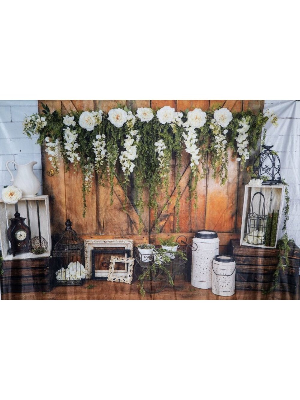 Kate Backdrop Shabby Chic Rustic Floral Cottagecore Background Birthday 5' x 7'
